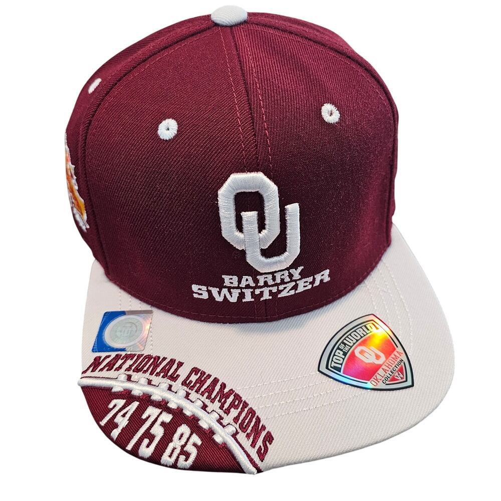 Vtg Oklahoma Sooners Barry Switzer Era National Champions Snapback Hat OU Red